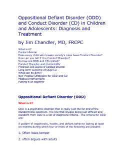 Oppositional Defiant Disorder (ODD) and Conduct Disorder (CD) in