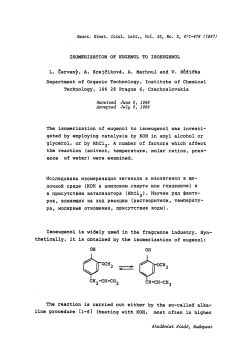Isomerization of eugenol to isoeugenol