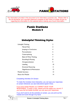 Panic Stations - Module 5-Unhelpful Thinking Styles