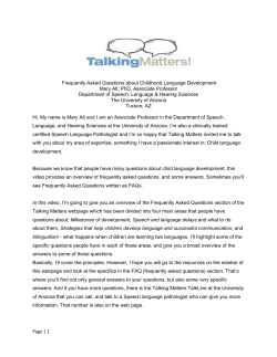 Frequently Asked Questions about Childhood Language Development