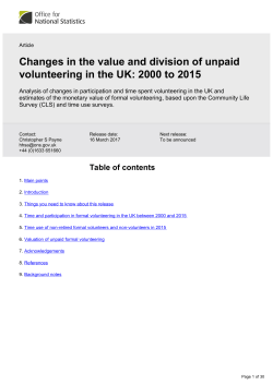 Changes in the value and division of unpaid volunteering in the UK