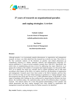 27 years of research on organizational paradox and coping strategies