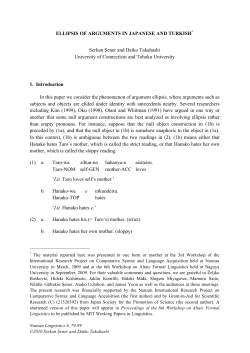 ELLIPSIS OF ARGUMENTS IN JAPANESE AND TURKISH* Serkan
