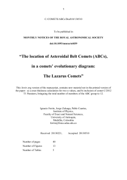 The location of Asteroidal Belt Comets (ABCs), in
