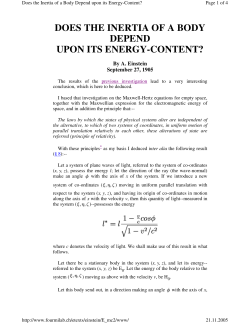 does the inertia of a body depend upon its energy