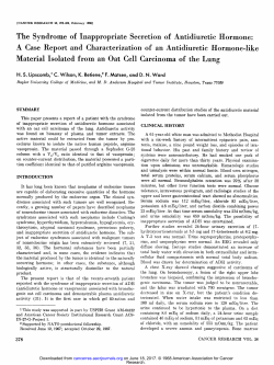 The Syndrome of Inappropriate Secretion of Antidiuretic Hormone: A