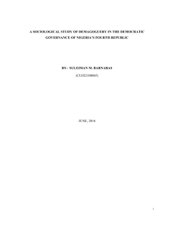 A SOCIOLOGICAL STUDY OF DEMAGOGUERY IN THE