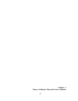 Chapter - I Theory of Mimesis: Plato and Greek Aesthetics
