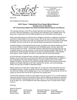2015 Theme: &ldquo;Celebrating Prince Rupert Marine Rescue&rdquo; Saving