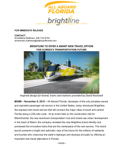 BRIGHTLINE TO OFFER A SMART NEW