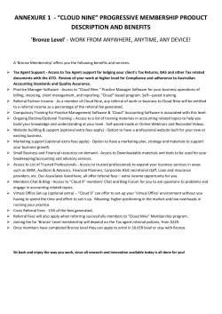 annexure 1 - &ldquo;cloud nine&rdquo; progressive membership product