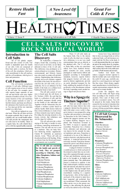 CELL SALTS DISCOVERY ROCKS MEDICAL WORLD!