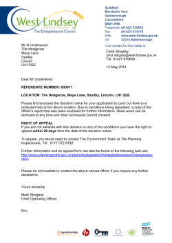 Dear Mr Underwood REFERENCE NUMBER: 033011 LOCATION