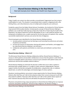 Shared Decision-‐Making in the Real World
