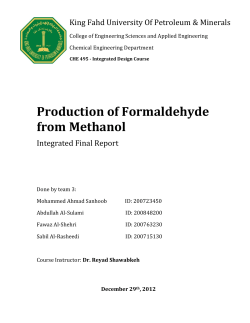 Production of Formaldehyde from Methanol