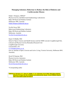 Managing Sedentary Behaviour to Reduce the Risk of Diabetes and