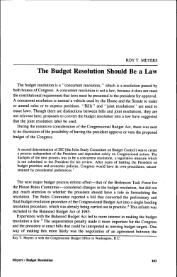 The Budget Resolution Should Be a Law