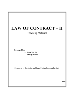 law of contract &ndash; ii - Ethiopian Legal Brief