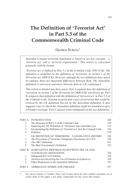 The Definition of `Terrorist Act` in Part 5.3