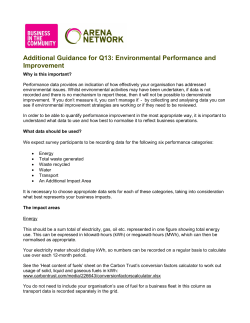 Additional Guidance for Q13: Environmental Performance