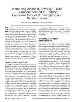 Increasing Alcoholic Beverage Taxes Is Recommended to Reduce