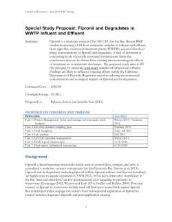 Special Study Proposal: Fipronil and Degradates in WWTP Influent