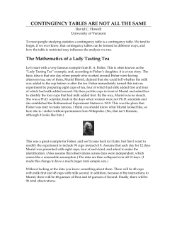 CONTINGENCY TABLES ARE NOT ALL THE SAME The