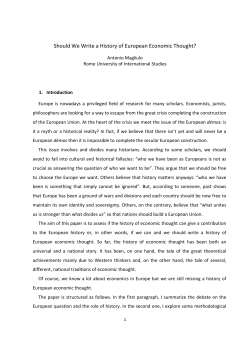 Should We Write a History of European Economic Thought?
