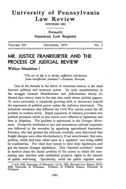 Mr. Justice Frankfurter and the Process of Judicial Review