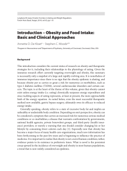 Introduction &ndash; Obesity and Food Intake: Basic and Clinical Approaches
