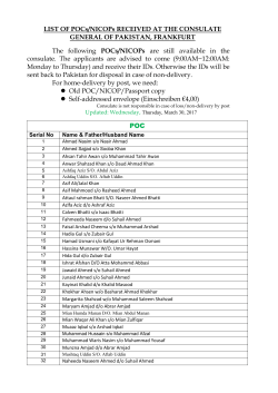 LIST OF POCs/NICOPs RECEIVED AT THE CONSULATE