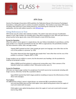 APA Style Citing References in Text