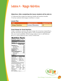 Lesson 4 &ndash; Mango Nutrition