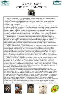 Manifesto for the Humanities at UNCW