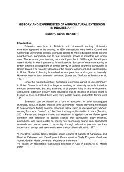 History and Experiences of Agricultural Extension in Indonesia
