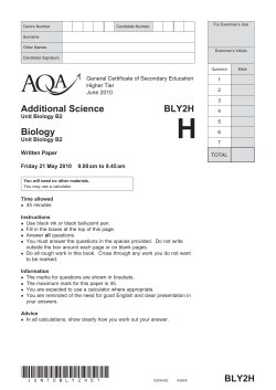 GCSE Biology Higher Question Paper June 2010