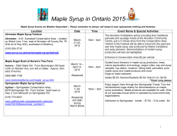 Maple Syrup in Ontario 2015