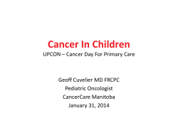 Cancer In Children - CancerCare Manitoba