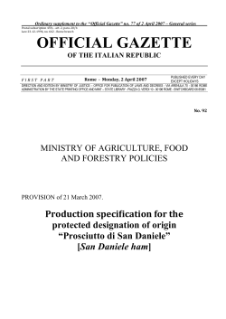 Production Specifications - Consorzio del Prosciutto di San Daniele