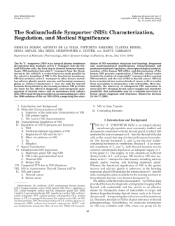 The Sodium/Iodide Symporter (NIS): Characterization, Regulation