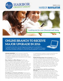 March 2016 - Harbor Credit Union