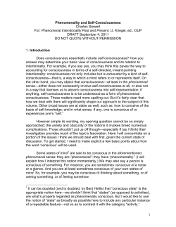 1 Phenomenality and Self-Consciousness Charles Siewert For