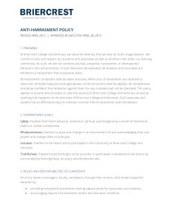 Anti-Harassment Policy - Briercrest College and Seminary