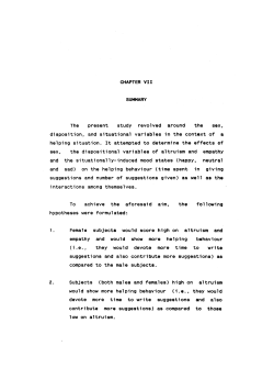 CHAPTER VII SUMMARY The present study revolved around the