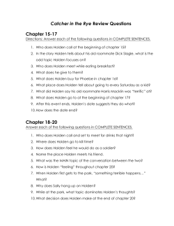Catcher in the Rye Review Questions Chapter 15-17 Chapter 18-20
