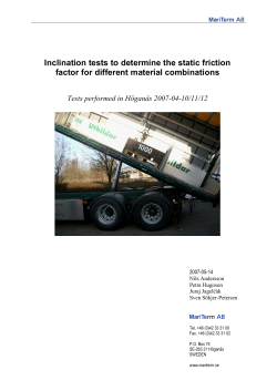 Inclination tests to determine the static friction factors