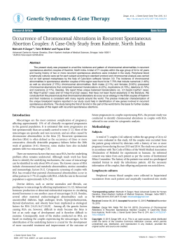 Occurrence of Chromosomal Alterations in Recurrent Spontaneous