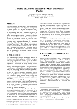 Towards an Aesthetic of Electronic Music