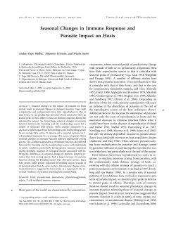 Seasonal Changes in Immune Response and Parasite Impact on