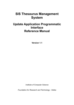 The SIS Thesaurus Management System - FORTH-ICS